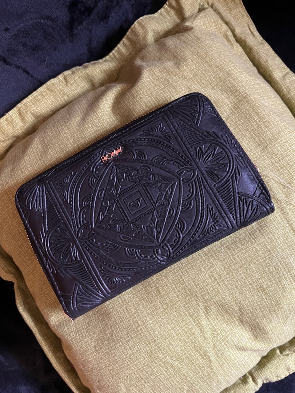 Roxy Black Embossed Zip-Around  Wallet